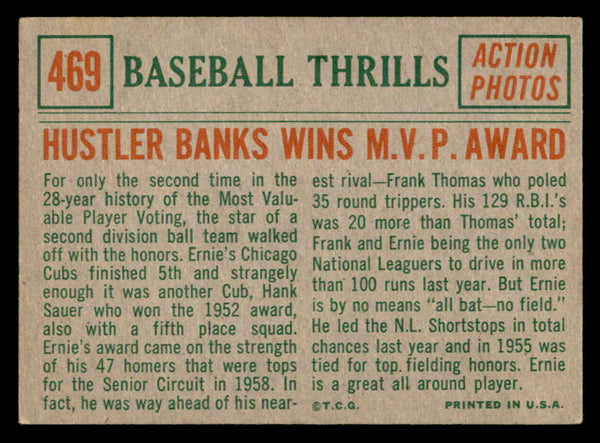 1959 Topps Baseball #469 Ernie Banks IA Cubs VG-EX 538805