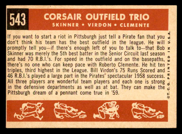 1959 Topps Baseball #543 Roberto Clemente Bill Virdon VG-EX 538814