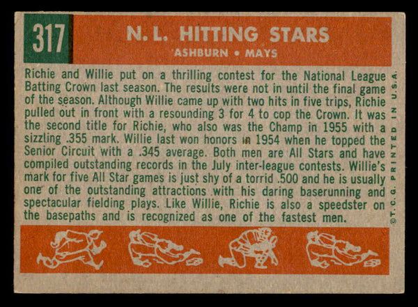 1959 Topps Baseball #317 Willie Mays Richie Ashburn VG-EX 538820