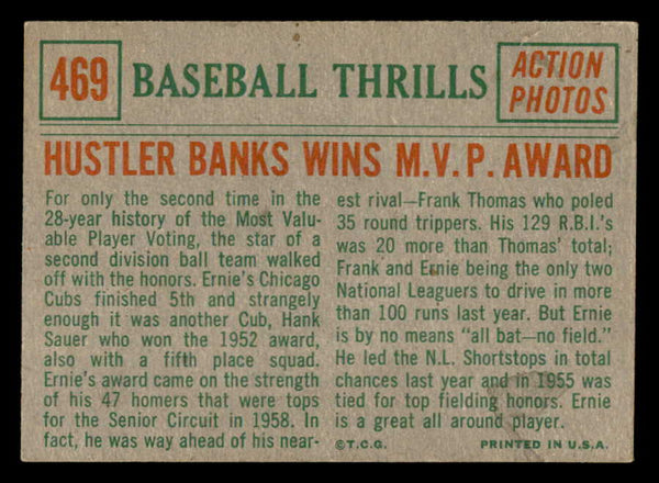 1959 Topps Baseball #469 Ernie Banks IA Cubs VG-EX 538838