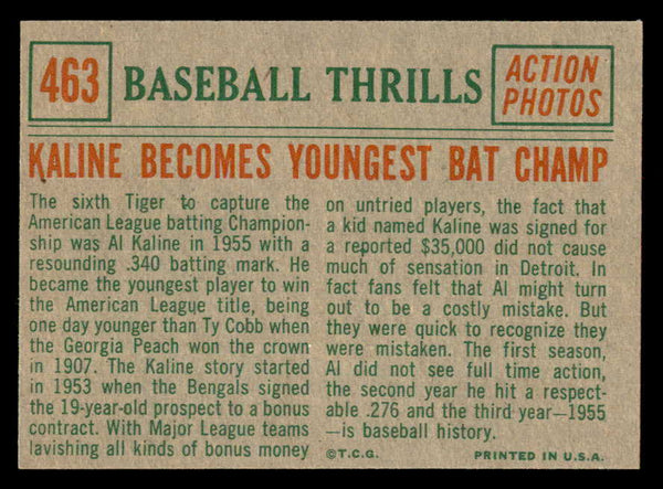 1959 Topps Baseball #463 Al Kaline IA Tigers EX-MT 538848