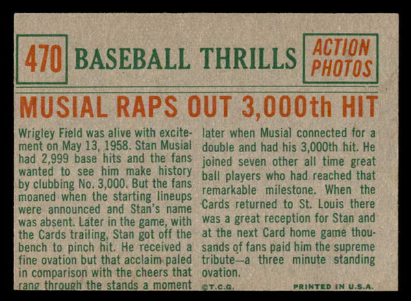 1959 Topps Baseball #470 Stan Musial IA Cardinals EX+/EX-MT 538867