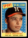 1958 Topps Baseball #480 Eddie Mathews A.S. Braves VG-EX 538893
