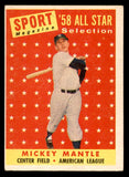 1958 Topps Baseball #487 Mickey Mantle A.S. Yankees VG-EX 538895