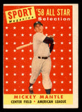 1958 Topps Baseball #487 Mickey Mantle A.S. Yankees VG-EX 538896