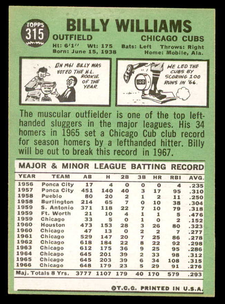 1967 Topps Baseball #315 Billy Williams Cubs NR-MT 538899