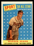 1958 Topps Baseball #494 Warren Spahn A.S. Braves EX 538957