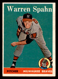 1958 Topps Baseball #270 Warren Spahn Braves EX 538959