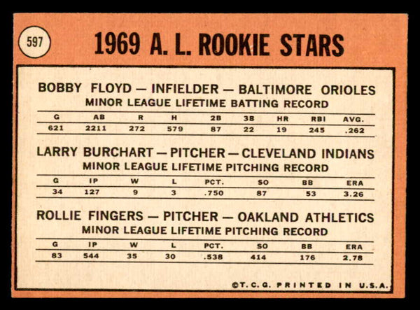 1969 Topps Baseball #597 Rollie Fingers A's EX+/EX-MT 538977