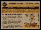 1960 Topps Baseball #445 Warren Spahn Braves EX 538995
