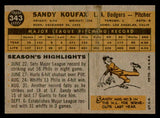 1960 Topps Baseball #343 Sandy Koufax Dodgers EX-MT 539001