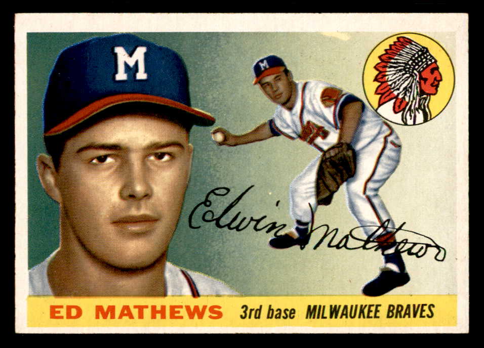 1955 Topps Baseball #155 Eddie Mathews Braves EX-MT 539034