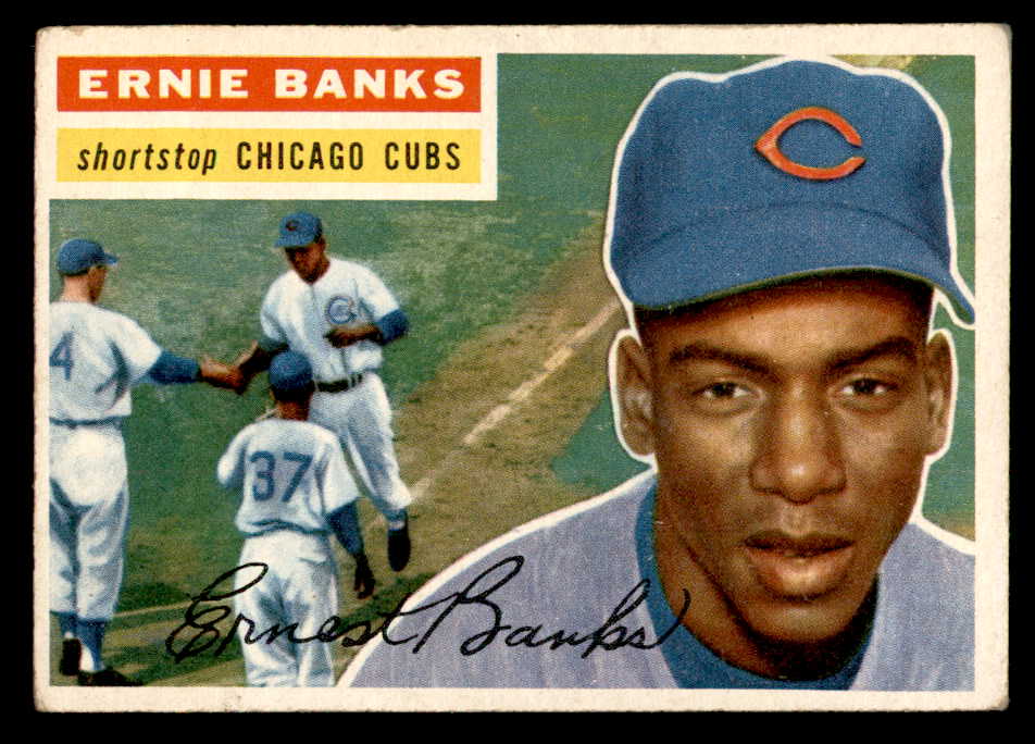1956 Topps Baseball #015 Ernie Banks Cubs VG-EX Gray 539051
