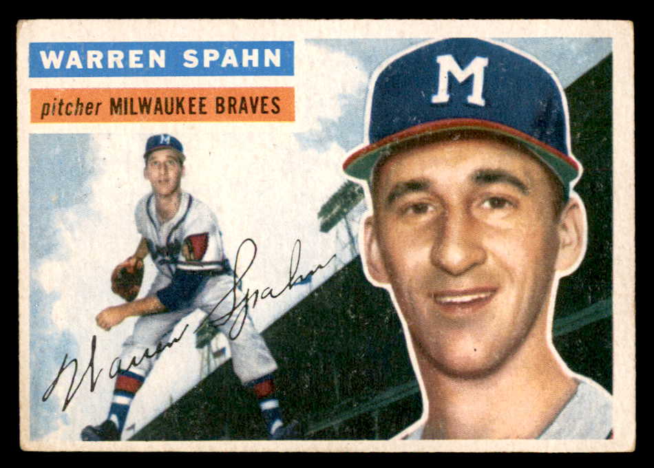 1956 Topps Baseball #010 Warren Spahn Braves VG-EX White 539074