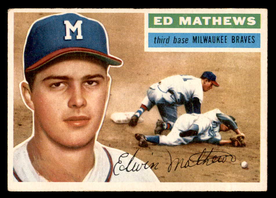 1956 Topps Baseball #107 Eddie Mathews Braves VG-EX Gray 539089