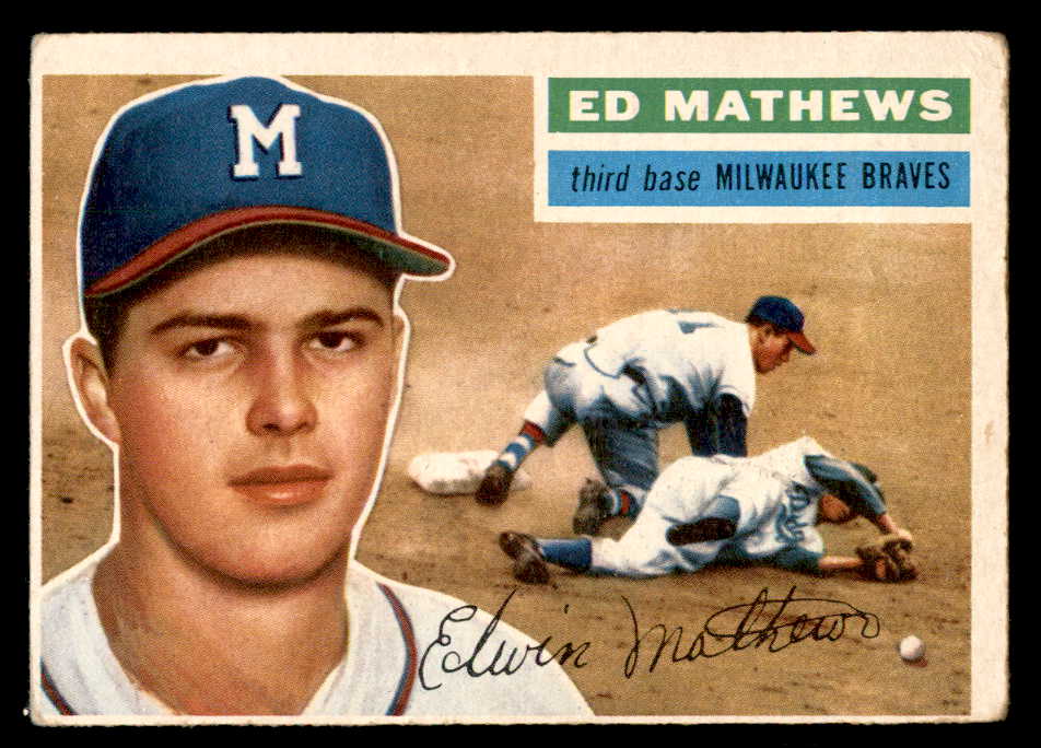 1956 Topps Baseball #107 Eddie Mathews Braves VG-EX Gray 539090