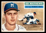 1956 Topps Baseball #107 Eddie Mathews Braves EX White 539091