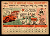 1956 Topps Baseball #107 Eddie Mathews Braves EX White 539091