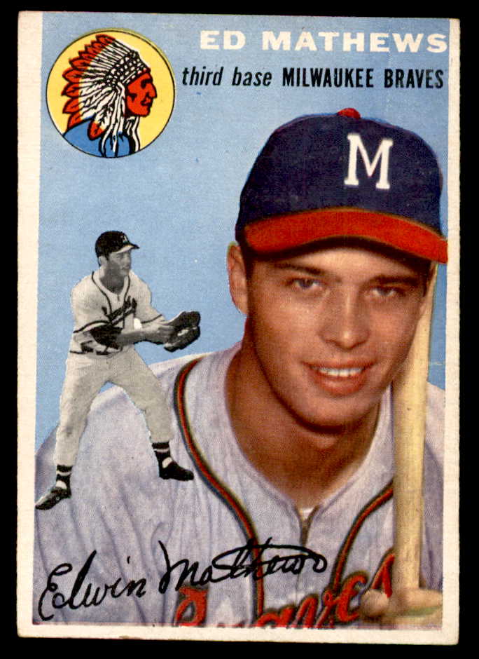 1954 Topps Baseball #030 Eddie Mathews Braves EX 539108