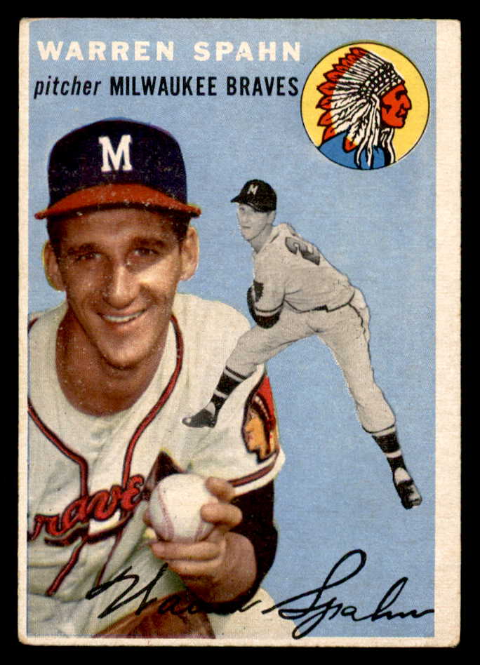 1954 Topps Baseball #020 Warren Spahn Braves VG-EX 539113