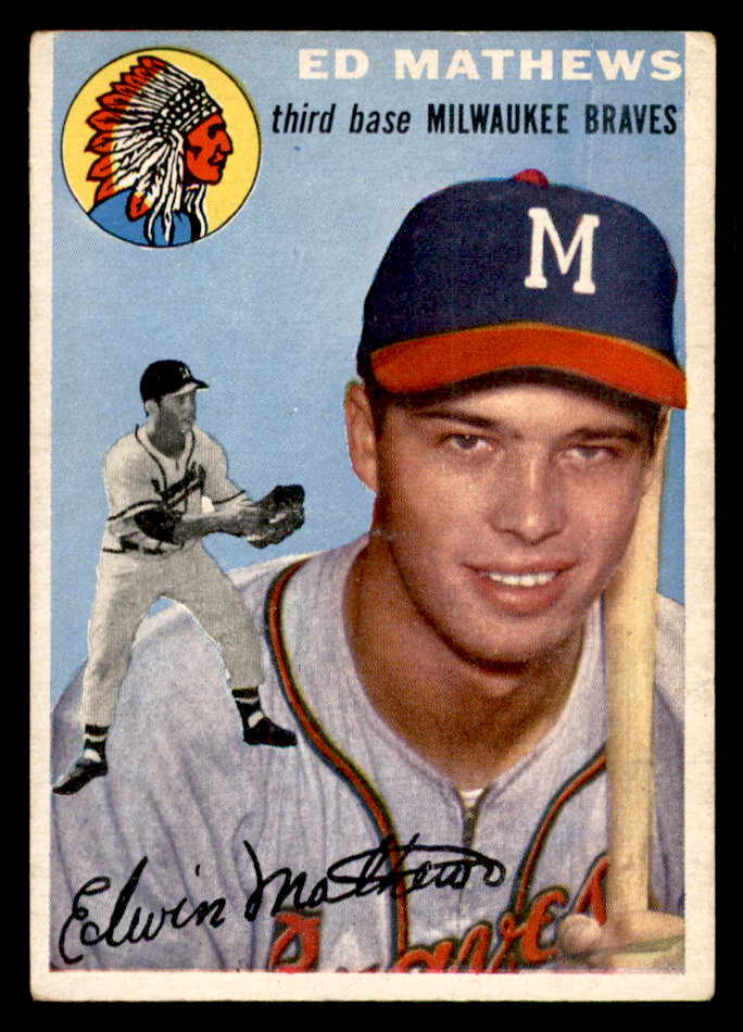 1954 Topps Baseball #030 Eddie Mathews Braves VG-EX 539134