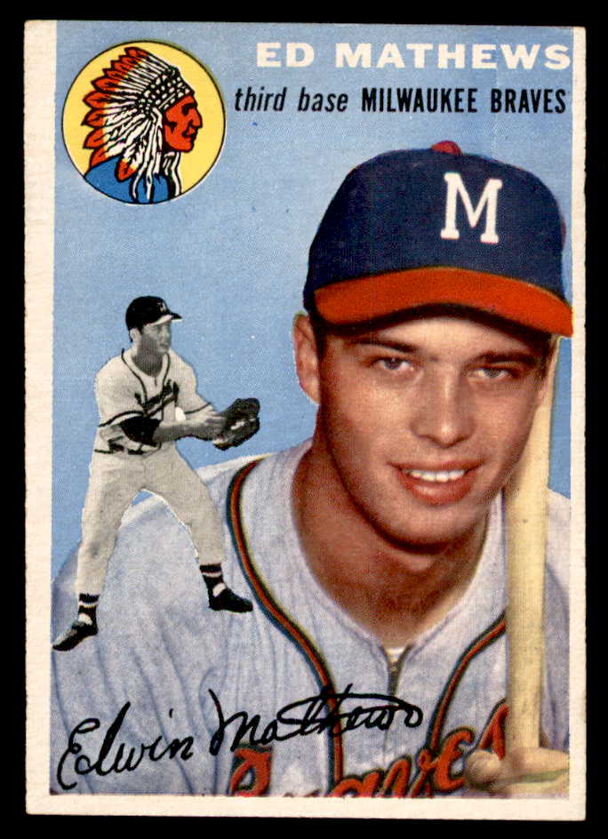 1954 Topps Baseball #030 Eddie Mathews Braves EX-MT 539135