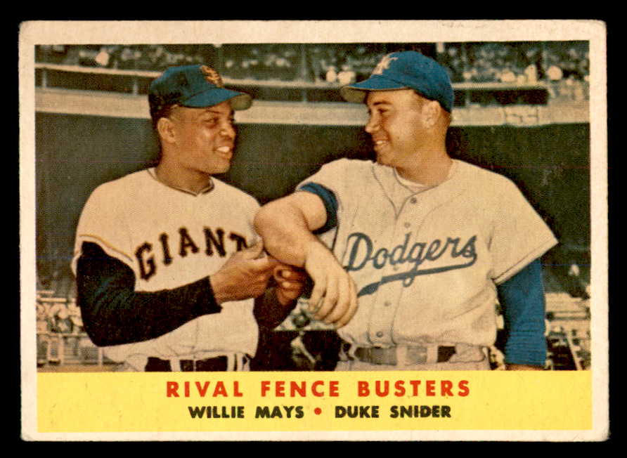 1958 Topps Baseball #436 Willie Mays Duke Snider VG-EX 539154