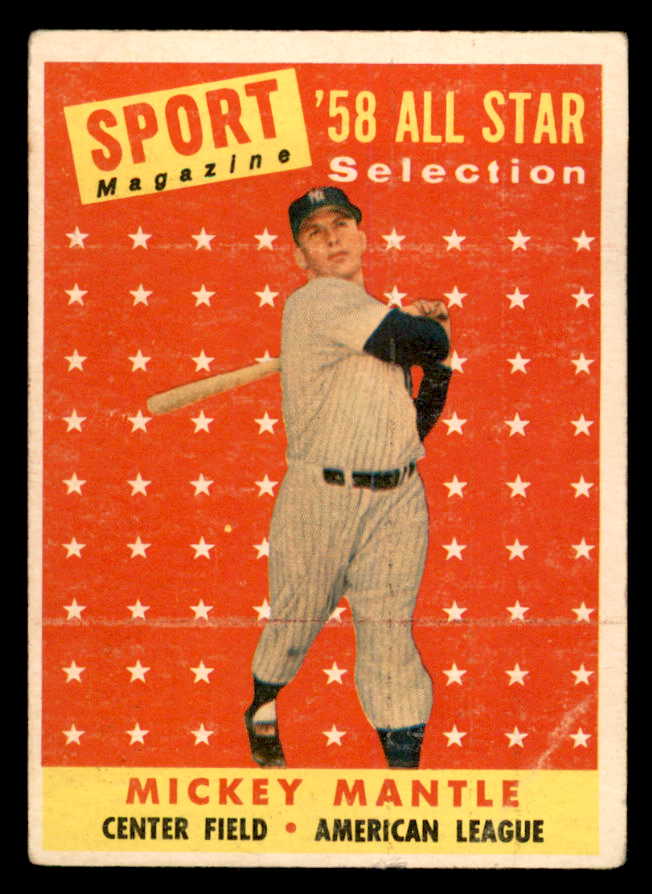 1958 Topps Baseball #487 Mickey Mantle A.S. Yankees VG 539155