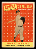 1958 Topps Baseball #487 Mickey Mantle A.S. Yankees VG 539155