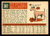 1959 Topps Baseball #387 Don Drysdale Dodgers EX-MT 539223