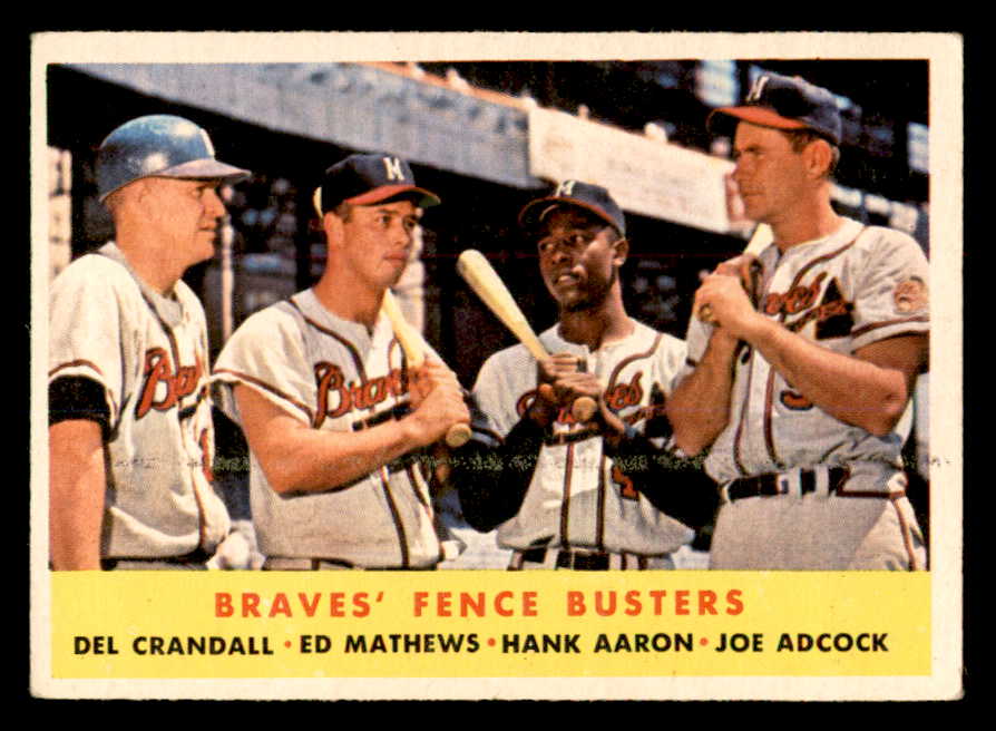 1958 Topps Baseball #351 Hank Aaron Eddie Mathews EX 539309