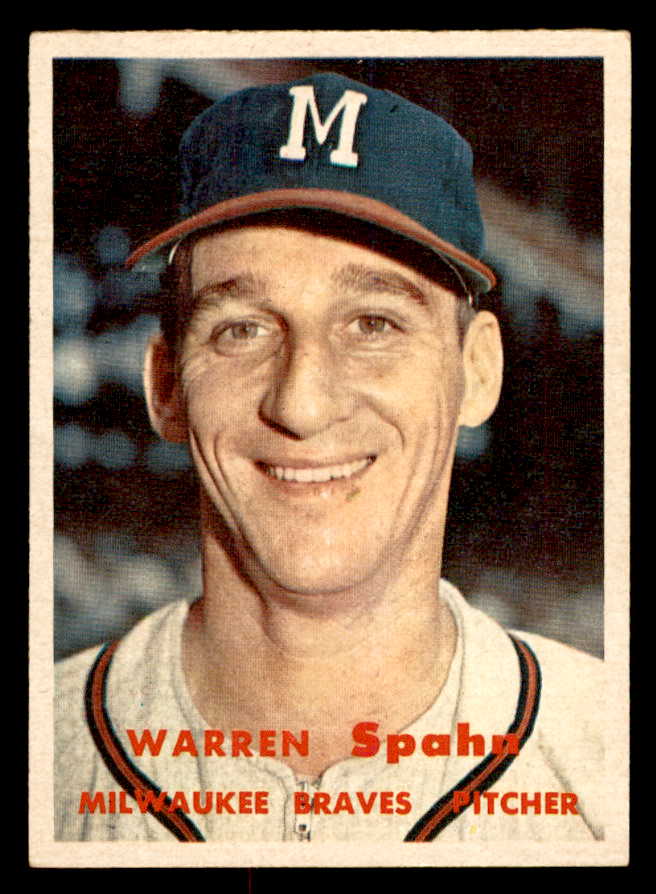 1957 Topps Baseball #090 Warren Spahn Braves EX+/EX-MT 539343