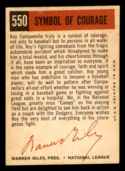 1959 Topps Baseball #550 Roy Campanella Dodgers EX 539353
