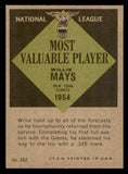 1961 Topps Baseball #482 Willie Mays MVP Giants EX+/EX-MT 539375