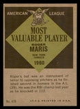 1961 Topps Baseball #478 Roger Maris MVP Yankees EX+/EX-MT 539380