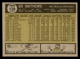 1961 Topps Baseball #120 Eddie Mathews Braves EX+/EX-MT 539381