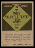 1961 Topps Baseball #484 Hank Aaron MVP Braves EX-MT 539420