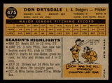 1960 Topps Baseball #475 Don Drysdale Dodgers EX+/EX-MT 539447