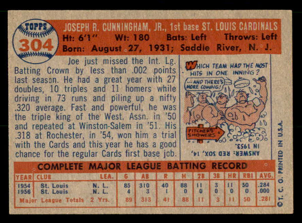 1957 Topps Baseball #304 Joe Cunningham Cardinals NR-MT 539496