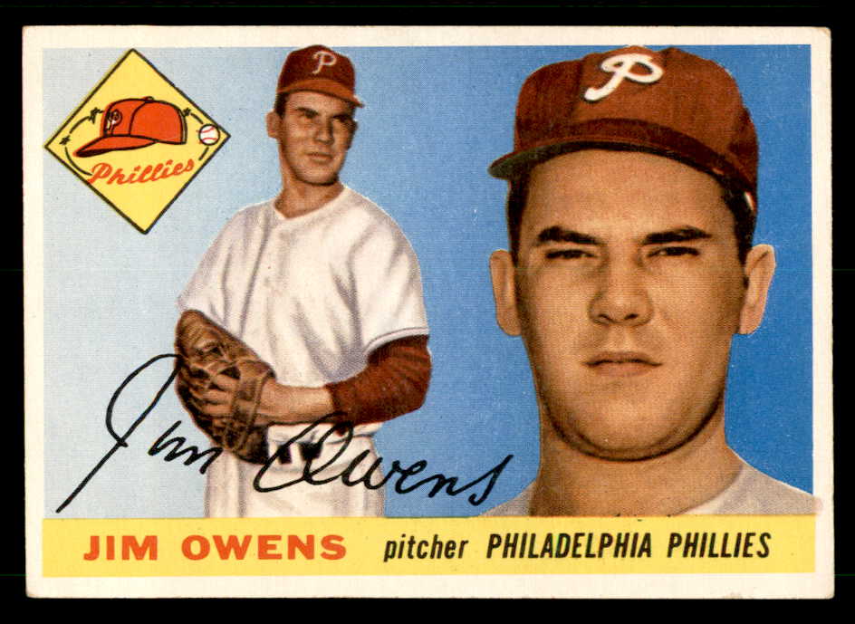 1955 Topps Baseball #202 Jim Owens Phillies Good ink back 539509