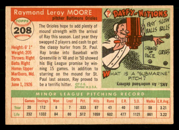 1955 Topps Baseball #208 Ray Moore Orioles EX-MT 539531