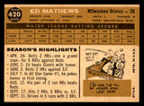 1960 Topps Baseball #420 Eddie Mathews Braves NR-MT 539570