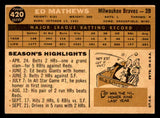 1960 Topps Baseball #420 Eddie Mathews Braves VG-EX 539571