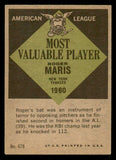 1961 Topps Baseball #478 Roger Maris MVP Yankees EX-MT 539597