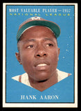 1961 Topps Baseball #484 Hank Aaron MVP Braves EX-MT 539613