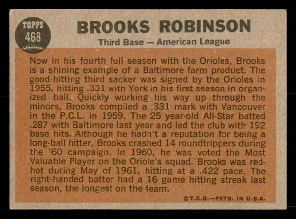 1962 Topps Baseball #468 Brooks Robinson A.S. Orioles EX-MT 539626