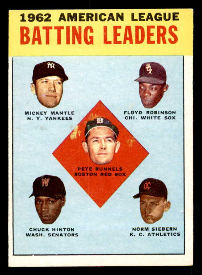 1963 Topps Baseball #002 A.L. Batting Leaders Mickey Mantle EX-MT 539696