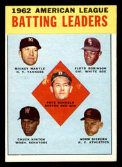 1963 Topps Baseball #002 A.L. Batting Leaders Mickey Mantle EX-MT 539696
