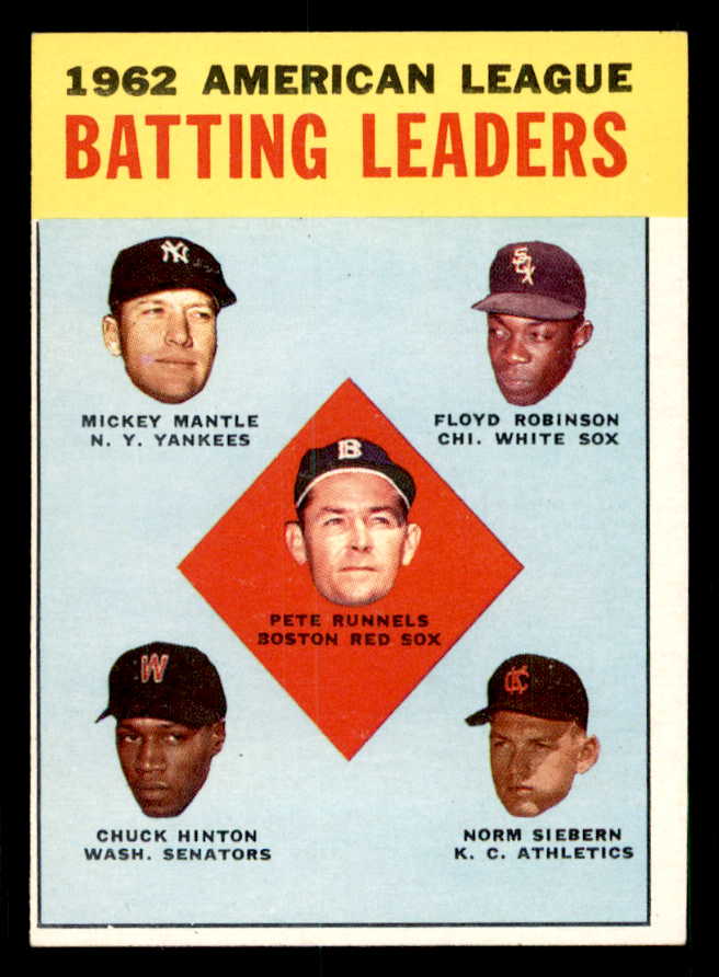 1963 Topps Baseball #002 A.L. Batting Leaders Mickey Mantle EX-MT 539698