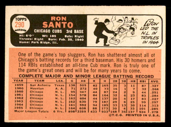 1966 Topps Baseball #290 Ron Santo Cubs EX-MT 539775